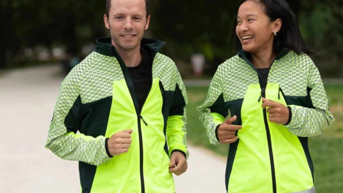 A high-visibility cycling jacket