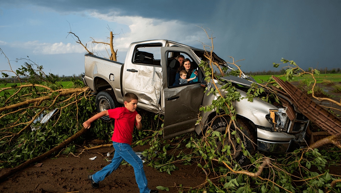 9-year-old Boy Saves Parents When Tornado Sends Car Flying into Trees