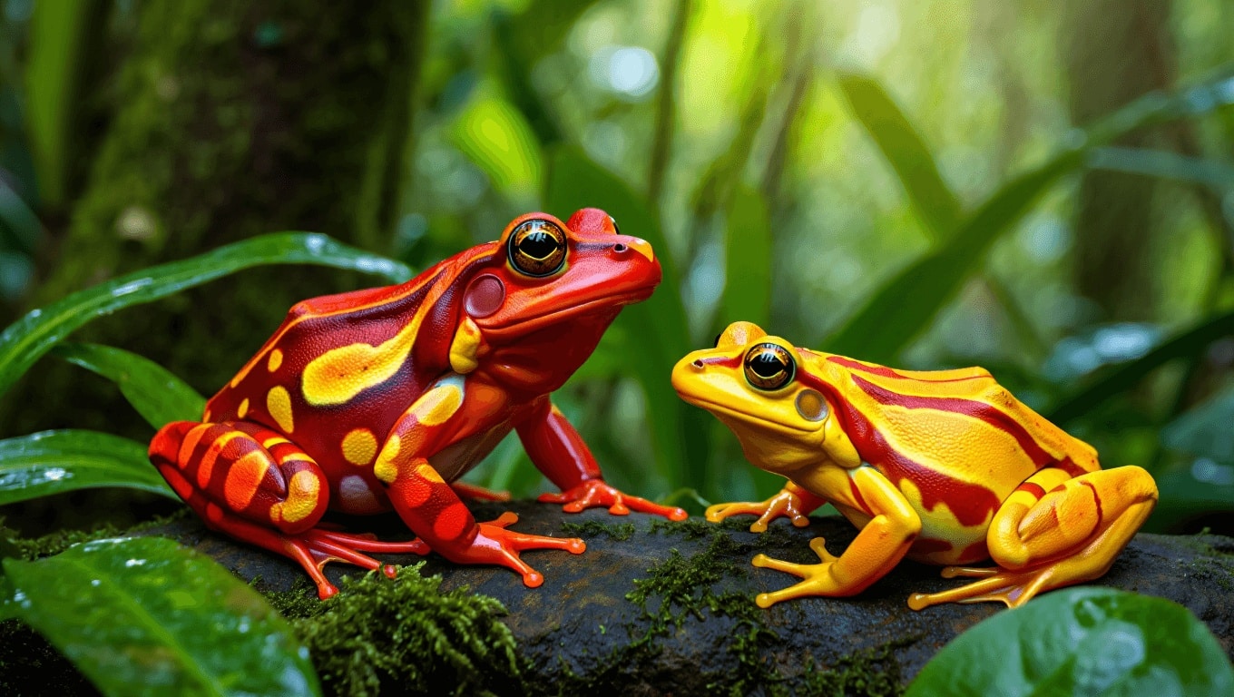 Endangered red and yellow mountain frogs bred for first time after ...
