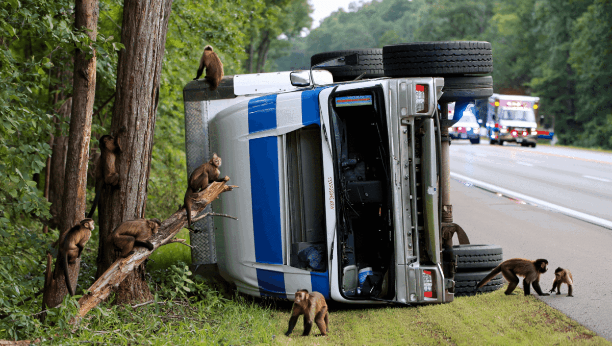 ‘Aggressive’ Lab Monkeys Escaped From a Truck Crash—Are They Actually Diseased?