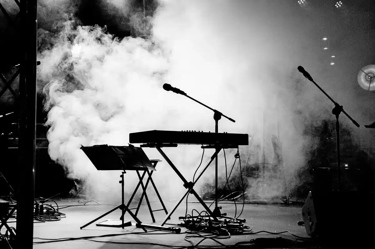 Stage and microphone at a festival that hosts public debates